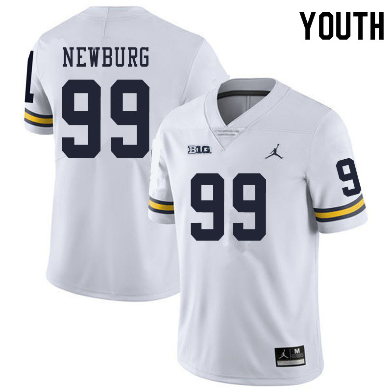 Youth #99 Gabe Newburg Michigan Wolverines College Football Jerseys Sale-White